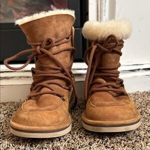 UGG Tan Shearling-Lined Winter Boots